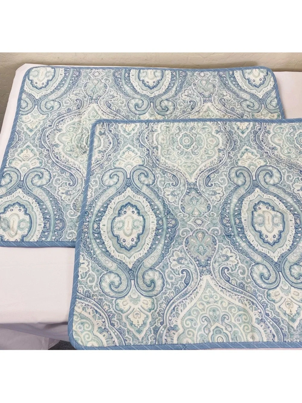 Tommy Bahama blue /aqua green Queen pillow shams 3